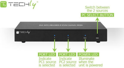 Techly IDATA DP-KVM2 KVM switch Black