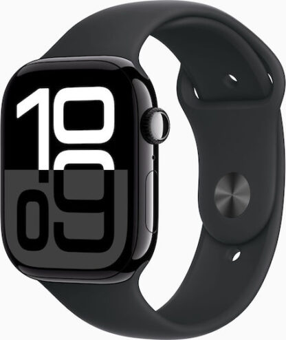 Apple Watch Series 10 Cellular Aluminium 46mm Αδιάβροχο με eSIM και Παλμογράφο (Sport Band Jet Black/Ink) - Προπαραγγελία
