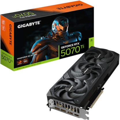 GIGABYTE GeForce RTX 5070 Ti WINDFORCE OC SFF 16G Graphics Card - 16GB GDDR7  256bit  PCI-E 5.0  2497 MHz Core Clock  3 x DP 2.1a  1 x HDMI 2.1b  NVIDIA DLSS 4  GV-N507TWF3OC-16GD
