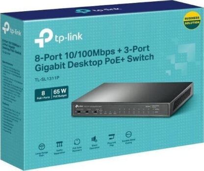 TP-LINK TL-SL1311P v1 Unmanaged L2 PoE+ Switch με 8 Θύρες Ethernet και 1 SFP Θύρα