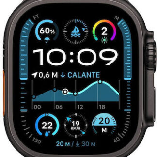 Apple Watch Ultra 2 2024 Titanium 49mm Αδιάβροχο με eSIM και Παλμογράφο (Black με Black Ocean Band)