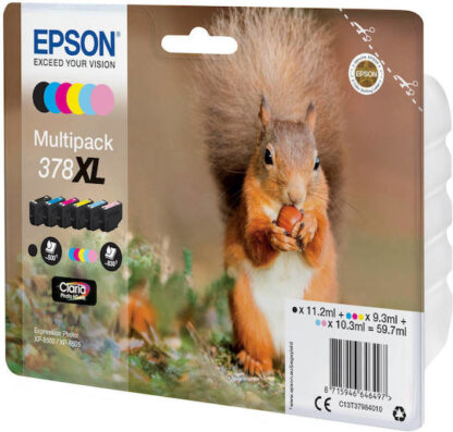 Epson 378XL Γνήσιο Πακέτο 6 Μελανιών Εκτυπωτή InkJet Ανοιχτό Κυανό / Ανοιχτό Ματζέντα / Κίτρινο / Κυανό / Ματζέντα / Μαύρο (C13T37984010)