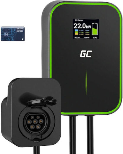Green Cell EV15RFID Επιτοίχιος Τριφασικός Σταθμός Φόρτισης 22kW με Ενσωματωμένο Καλώδιο Type 2