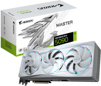 GIGABYTE AORUS GeForce RTX 5090 MASTER ICE 32G Graphics Card - 32GB GDDR7  512bit  PCI-E 5.0  2655MHz Core Clock  3 x DP 2.1a  1 x HDMI 2.1b  NVIDIA DLSS 4  GV-N5090AORUSM ICE-32GD