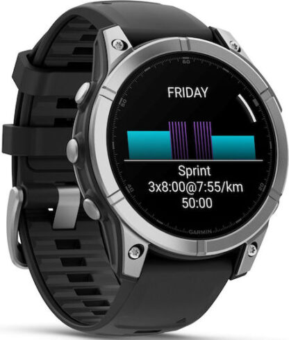 Garmin Fenix E Stainless Steel 47mm Αδιάβροχο Smartwatch με Παλμογράφο (Μαύρο)