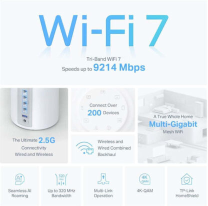 TP-LINK Deco BE65 BE9300 v1 WiFi Mesh Network Access Point Wi‑Fi 7 Single Band (2.4GHz) σε Διπλό Kit