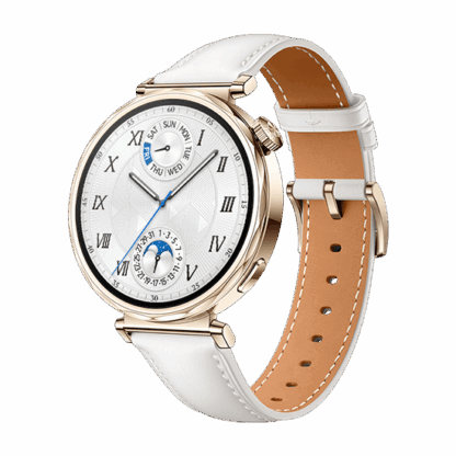 Huawei Watch GT 5 41mm Αδιάβροχο με Παλμογράφο (White Leather Strap)