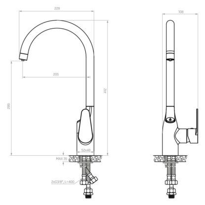 Dafi FLOW COMFORT D1 three-way faucet system COMO chrome