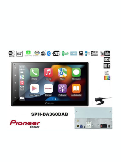 Pioneer Ηχοσύστημα Αυτοκινήτου 2DIN (Bluetooth/USB/WiFi/GPS/Apple-Carplay/Android-Auto) με Οθόνη Αφής 6.8" Κωδικός: SPH-DA360DAB