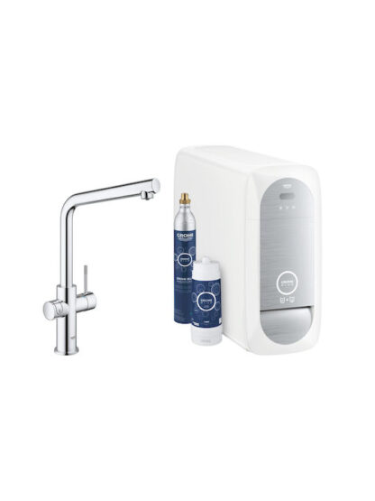 Grohe Blue Home L-Spout Starter Kit Μπαταρία Κουζίνας Πάγκου Ασημί Κωδικός: 31454001