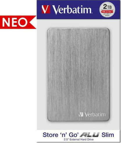 Verbatim Store 'n' Go ALU Slim USB 3.2 Εξωτερικός HDD 2TB 2.5" Γκρι