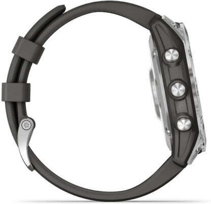 Garmin Fenix 7 Stainless Steel 47mm Αδιάβροχο Smartwatch με Παλμογράφο (Silver with Graphite Band)