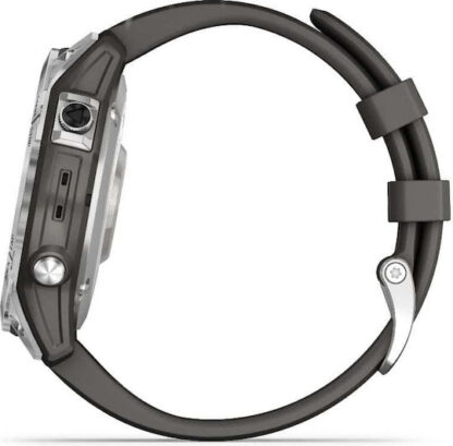 Garmin Fenix 7 Stainless Steel 47mm Αδιάβροχο Smartwatch με Παλμογράφο (Silver with Graphite Band)