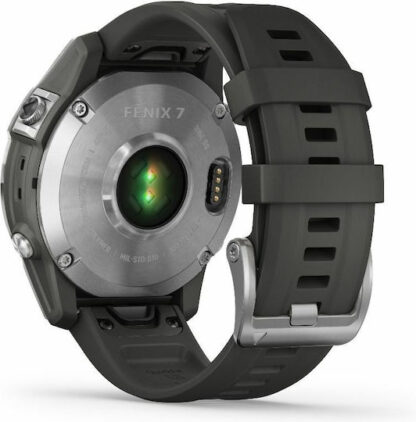 Garmin Fenix 7 Stainless Steel 47mm Αδιάβροχο Smartwatch με Παλμογράφο (Silver with Graphite Band)