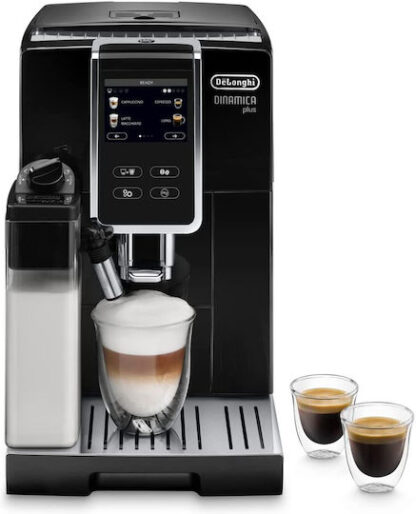 De'Longhi Dinamica Plus Αυτόματη Μηχανή Espresso 1450W Πίεσης 19bar για Cappuccino με Μύλο Άλεσης Μαύρη