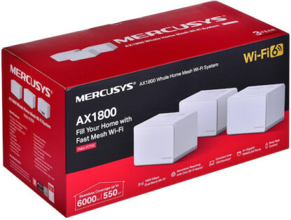 Mercusys Halo H70X v1 WiFi Mesh Network Access Point Wi‑Fi 6 Dual Band (2.4 & 5GHz) σε Τριπλό Kit