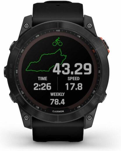 Garmin Fenix 7X Solar Stainless Steel 51mm Αδιάβροχο Smartwatch με Παλμογράφο (Slate Grey with Black Band)