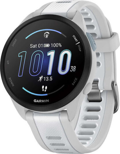 Garmin Forerunner 165 43mm Αδιάβροχο Smartwatch με Παλμογράφο (Mist Gray/Whitestone)