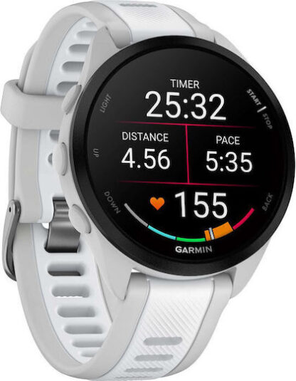 Garmin Forerunner 165 43mm Αδιάβροχο Smartwatch με Παλμογράφο (Mist Gray/Whitestone)