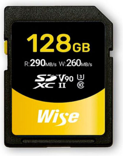 Wise SDXC UHS-II V90       128GB R:290MBs / W:150MBs   WI-SD-N128
