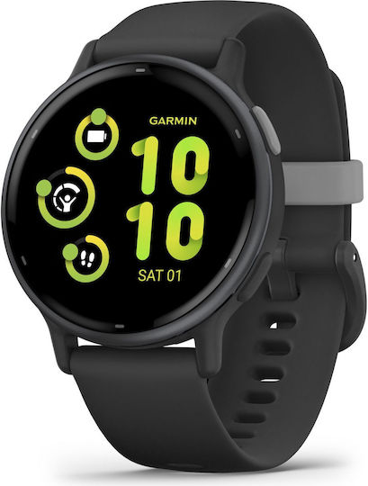 Garmin Vivoactive 5 Aluminium 42mm Αδιάβροχο Smartwatch με Παλμογράφο (Slate Bezel With Black Silicone Band)