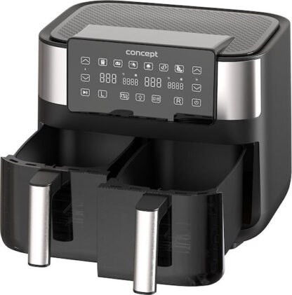 Concept Air Fryer με Διπλό Αποσπώμενο Κάδο 8lt Μαύρο FR8000