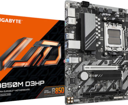 GIGABYTE B850M D3HP Motherboard - AMD Ryzen 9000 Series CPUs  5+2+2 Phases Digital VRM  up to 8200MHz DDR5 (OC)  1xPCIe 5.0 + 1xPCIe 4.0 M.2  GbE LAN  USB 3.2 Gen 2