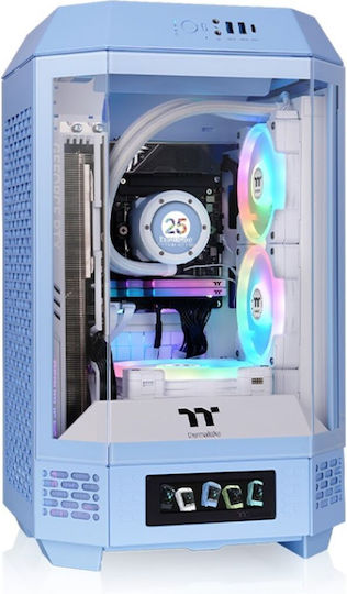 Thermaltake The Tower 250 Gaming Mini Tower Κουτί Υπολογιστή με Πλαϊνό Παράθυρο και RGB Φωτισμό Hydrangea Blue