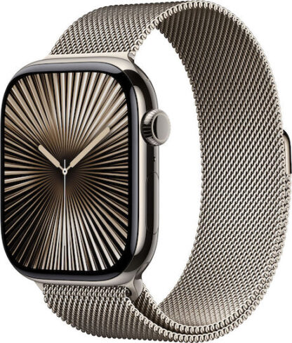 Apple Watch Series 10 Cellular Titanium 46mm Αδιάβροχο με eSIM και Παλμογράφο (Slate - Milanese Loop Slate M/L) - Προπαραγγελία