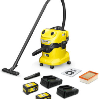 Karcher WD 4-18 Dual V-20/22 Επαναφορτιζόμενη Σκούπα Υγρών / Στερεών Χωρίς Φορτιστή και Μπαταρία με Πλαστικό Κάδο 20lt