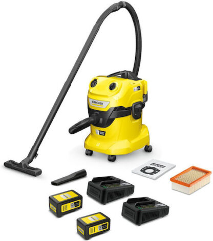 Karcher WD 4-18 Dual Επαναφορτιζόμενη Σκούπα Υγρών / Στερεών με Πλαστικό Κάδο 20lt