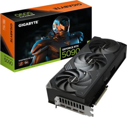 GIGABYTE GeForce RTX 5090 WINDFORCE OC 32G Graphics Card - 32GB GDDR7  512bit  PCI-E 5.0  2467MHz Core Clock  3 x DP 2.1a  1 x HDMI 2.1b  NVIDIA DLSS 4  GV-N5090WF3OC-32GD