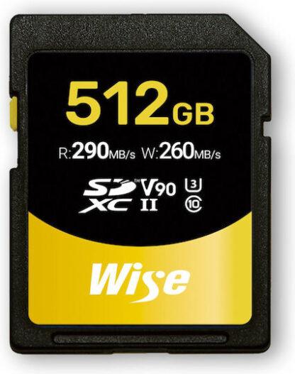 Wise SDXC UHS-II V90       512GB R:290MBs / W:260MBs   WI-SD-N512