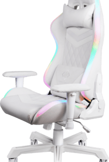 Deltaco RGB Line GAM-080 Καρέκλα Gaming Δερματίνης με Ρυθμιζόμενα Μπράτσα και RGB Φωτισμό Ροζ