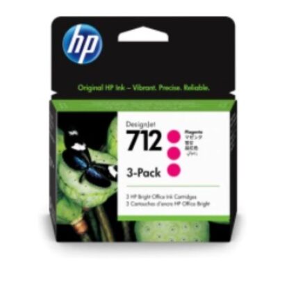 HP 712 Γνήσιο Πακέτο 3 Μελανιών Εκτυπωτή InkJet Ματζέντα (3ED78A)