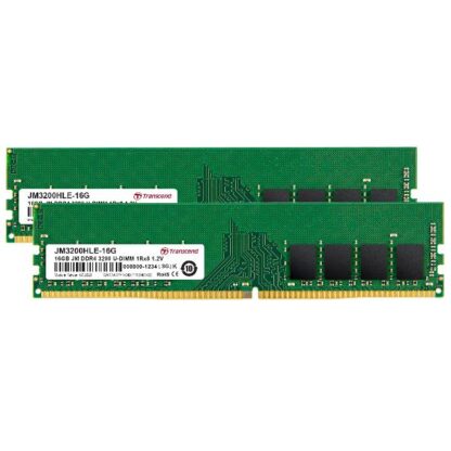 Transcend 32GB DDR4 RAM με 2 Modules (2x16GB) και Ταχύτητα 3200 για Desktop Κωδικός: JM3200HLE-32GK