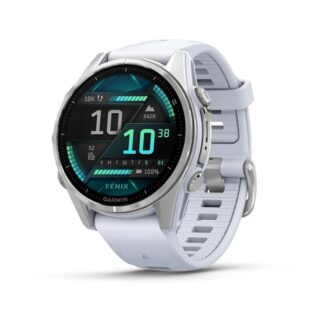 Garmin Fenix 8 Stainless Steel 43mm Αδιάβροχο Smartwatch με Παλμογράφο (Silver with Whitestone Silicone Band)