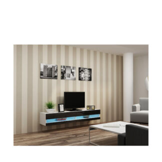 Έπιπλο Τηλεόρασης Ξύλινο Vigo New με Φωτισμό LED Black / Βlack Gloss Μ180xΠ30xΥ40cm