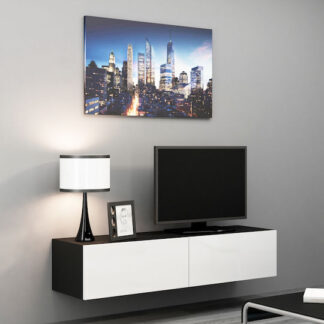 Ξύλινο Έπιπλο Τηλεόρασης Vigo Black / White Gloss Μ140xΠ30xΥ40cm