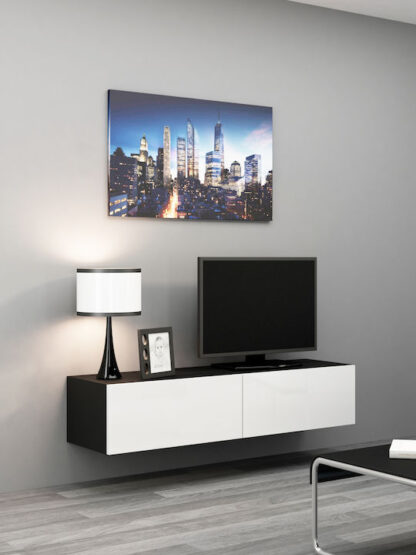 Ξύλινο Έπιπλο Τηλεόρασης Vigo Black / White Gloss Μ140xΠ30xΥ40cm