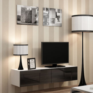 Ξύλινο Έπιπλο Τηλεόρασης Vigo Black / White Gloss Μ140xΠ30xΥ40cm