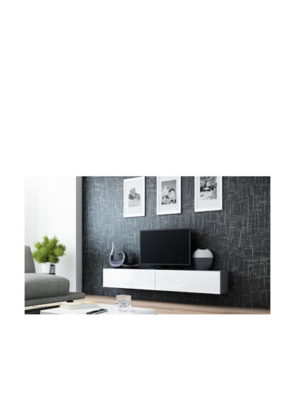 Ξύλινο Έπιπλο Τηλεόρασης Vigo '180' Grey / White Gloss Μ180xΠ30xΥ40cm
