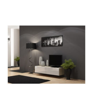 Ξύλινο Έπιπλο Τηλεόρασης Vigo White / Grey Gloss Μ140xΠ30xΥ40cm