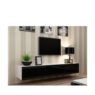 Ξύλινο Έπιπλο Τηλεόρασης Vigo White / Grey Gloss Μ140xΠ30xΥ40cm