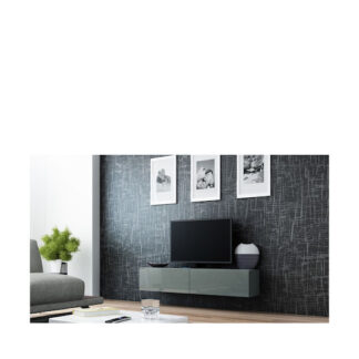Ξύλινο Έπιπλο Τηλεόρασης Vigo Black / Black Gloss Μ140xΠ30xΥ40cm