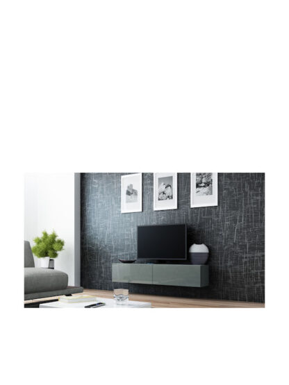 Ξύλινο Έπιπλο Τηλεόρασης Vigo Grey / Grey Gloss Μ140xΠ30xΥ40cm
