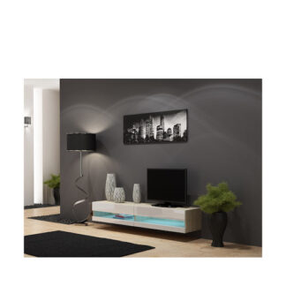 Ξύλινο Έπιπλο Τηλεόρασης Vigo New με Φωτισμό LED Sonoma / White Gloss Μ180xΠ30xΥ40cm