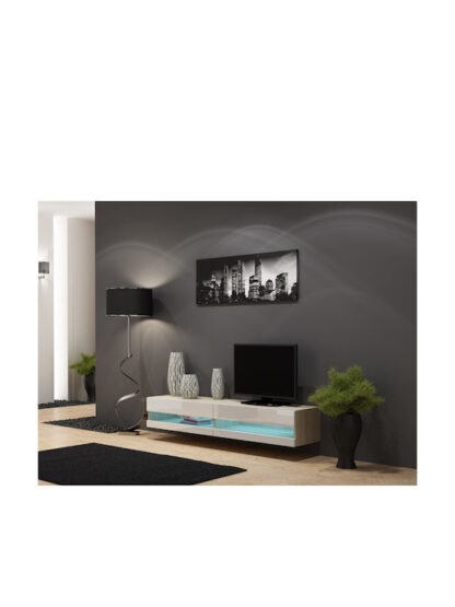 Ξύλινο Έπιπλο Τηλεόρασης Vigo New με Φωτισμό LED Sonoma / White Gloss Μ180xΠ30xΥ40cm