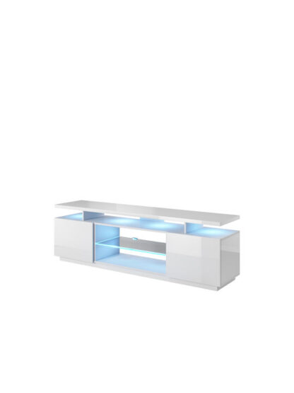 Ξύλινο Έπιπλο Τηλεόρασης Eva White Glossy Μ180xΠ40xΥ52cm