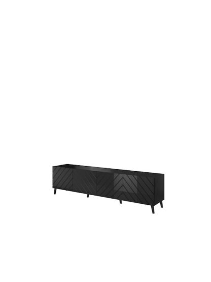 Ξύλινο Έπιπλο Τηλεόρασης Abeto Black Glossy Μ200xΠ42xΥ52cm
